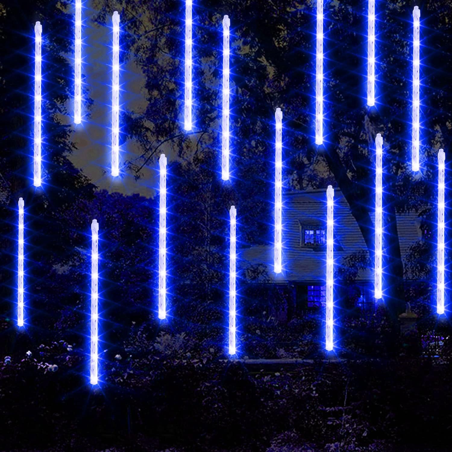 available in warm white, blue, and white color variants to match different holiday themes