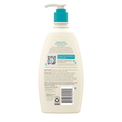 Aveeno Kids Tear-Free Wash for Sensitive Skin – Pediatrician-Recommended Cleanser for Family Bathrooms