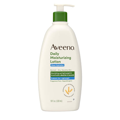 Aveeno Sensitive-Skin Daily Moisturizing Lotion, 2-Pack – Practical Self-Care Gift for Her with 48-Hour Fragrance-Free Prebiotic Oat Hydration