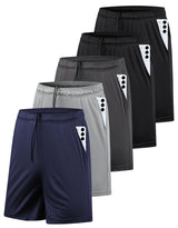 AKAWOOKO 5 Pack Mens Athletic Shorts Neutral Color Sets for a Clean Capsule Workout Wardrobe