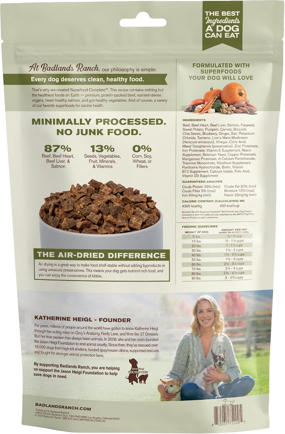 BADLANDS RANCH Air-Dried Beef Superfood Dog Food, Clean Ingredient Picky Eater Topper the Whole Family Trusts, 2 lb