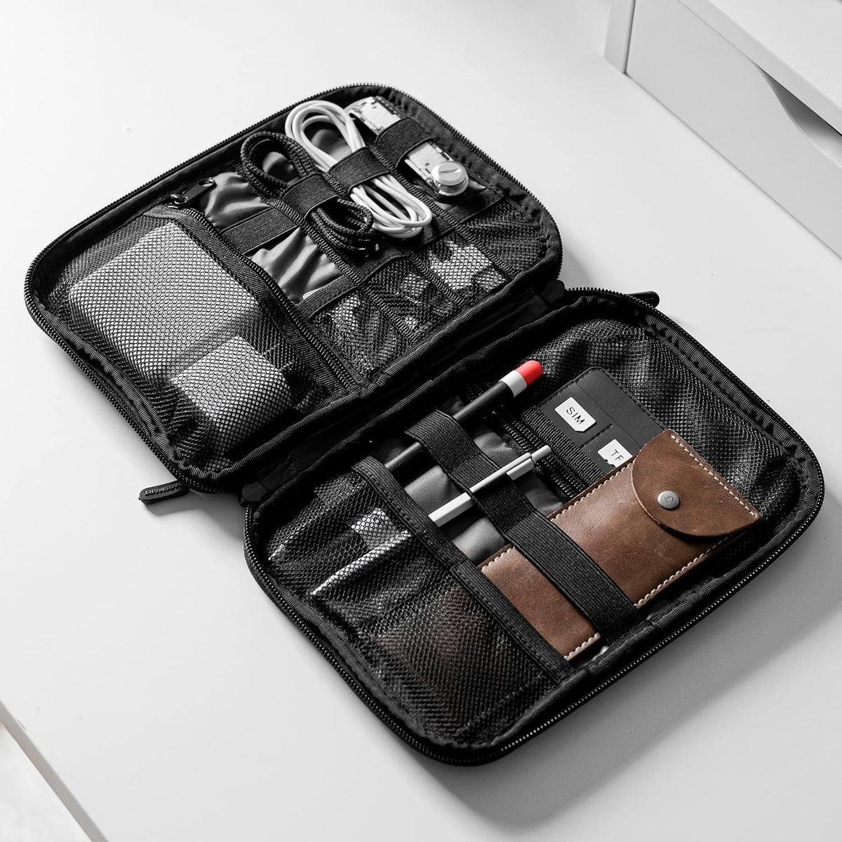 BAGSMART Electronics Pouch – Less-Is-More Cable Management, Neutral Tone Travel Companion