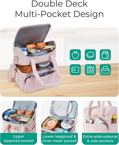 BAGSMART Puffer Lunch Cooler – Unique Housewarming Gift for Her, Reusable Tote Bag with Dry Wet Separation