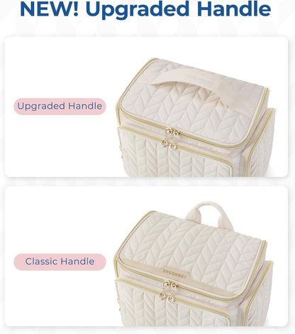 BAGSMART Travel Toiletry Bag – Practical Holiday Gift for Mom, Wide-Open Cosmetic Carry-On with Handle