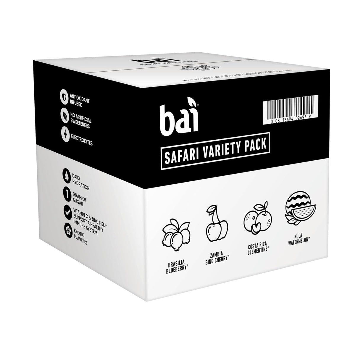 Bai Lightly Caffeinated Water – Mid Afternoon Study and Work Hydration, No Artificial Sweeteners with Vitamin C and Zinc, 18 fl oz, 6 Pack