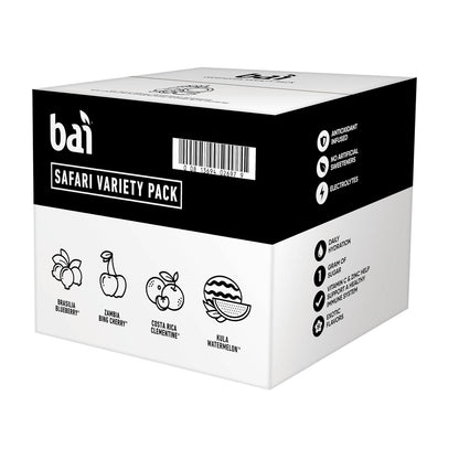 Bai Lightly Caffeinated Water – Mid Afternoon Study and Work Hydration, No Artificial Sweeteners with Vitamin C and Zinc, 18 fl oz, 6 Pack
