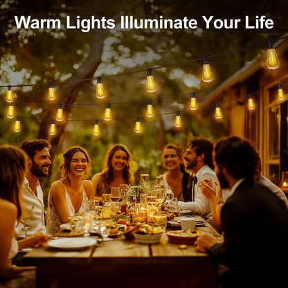 Banord ST38 Safe Outdoor String Lights 100ft – No Glass No Heat No Flame Patio Lights for Child-Safe and Pet-Friendly Yards