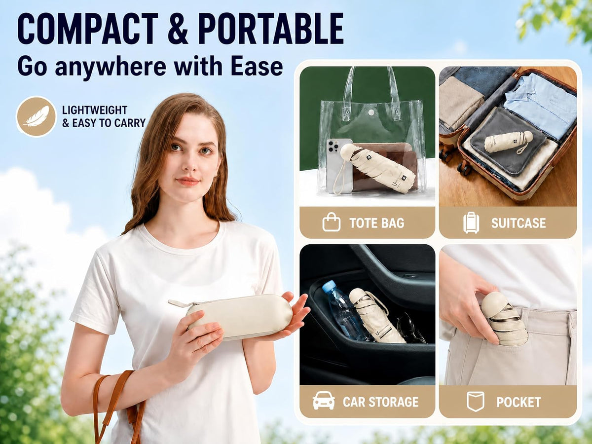 BAODINI Compact Pocket Umbrella, Capsule-Case Storage for an Intentional Everyday Carry