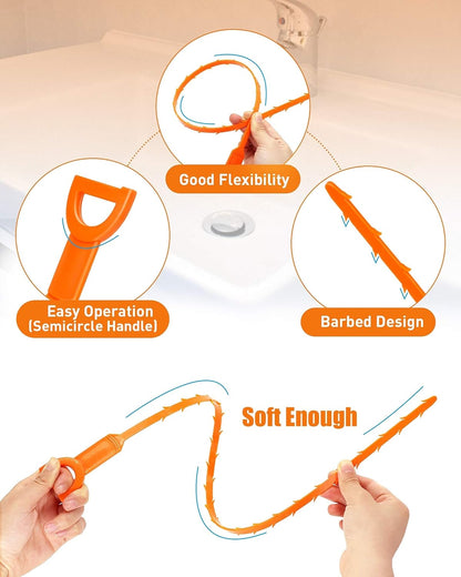 barbed snag design that catches hair, soap, and debris