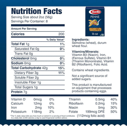 Barilla Penne Pasta, 16 oz Box – Sturdy Al Dente Pasta That Holds Up in Kids' Lunchbox Pasta Salads