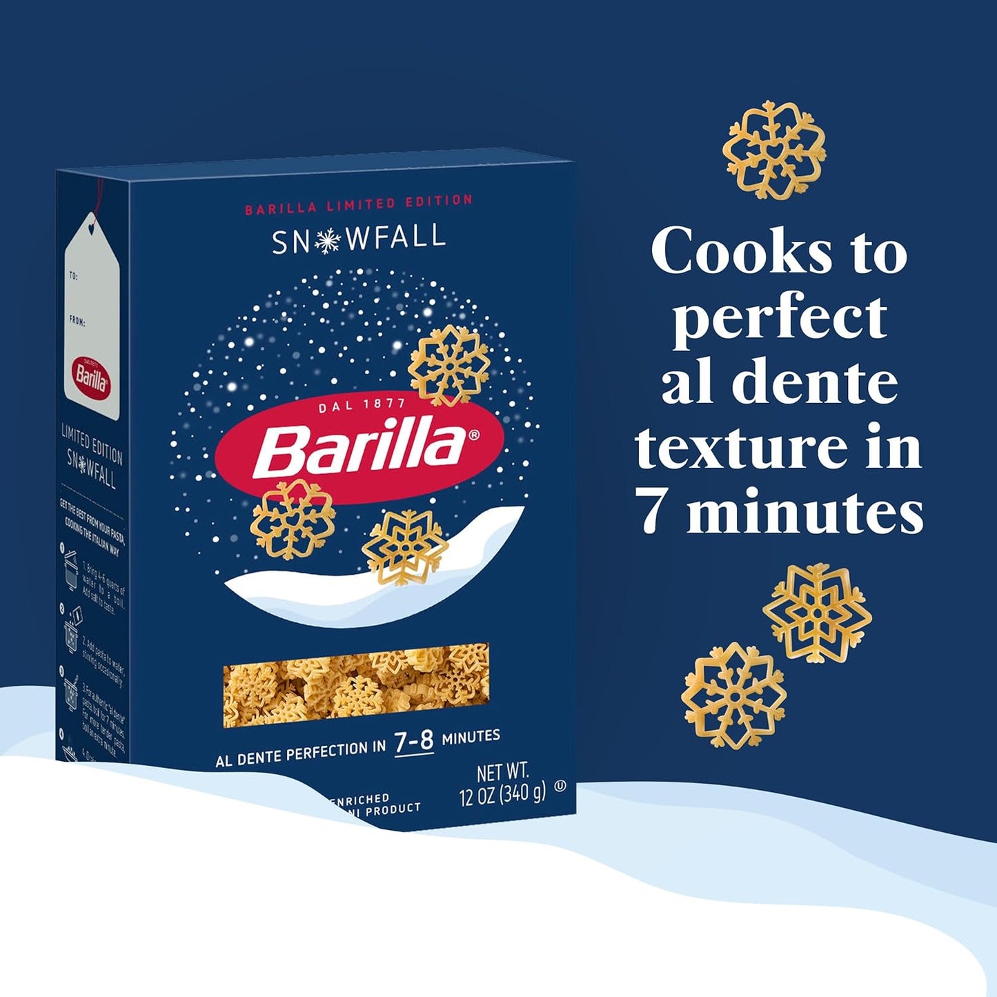 Barilla Snowfall Limited Edition Pasta, 12 Ounce – 12 Ounce Box Yields 4-6 Servings, Ideal for Batch Holiday Cooking and Meal Prep