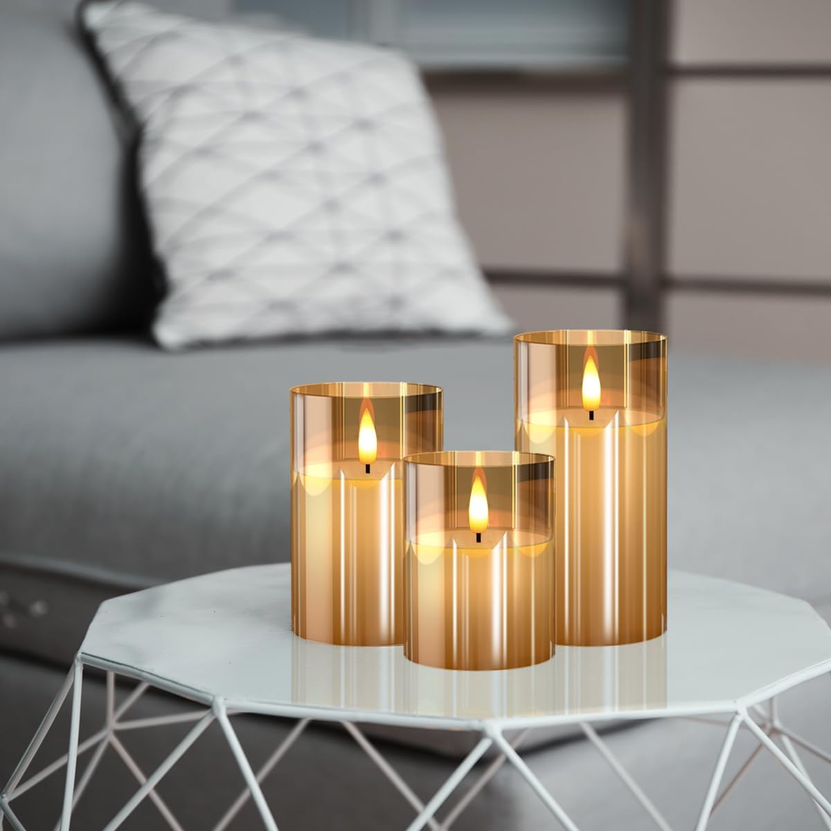 battery-powered (3 aaa per candle) with approximately 150 hours of run time