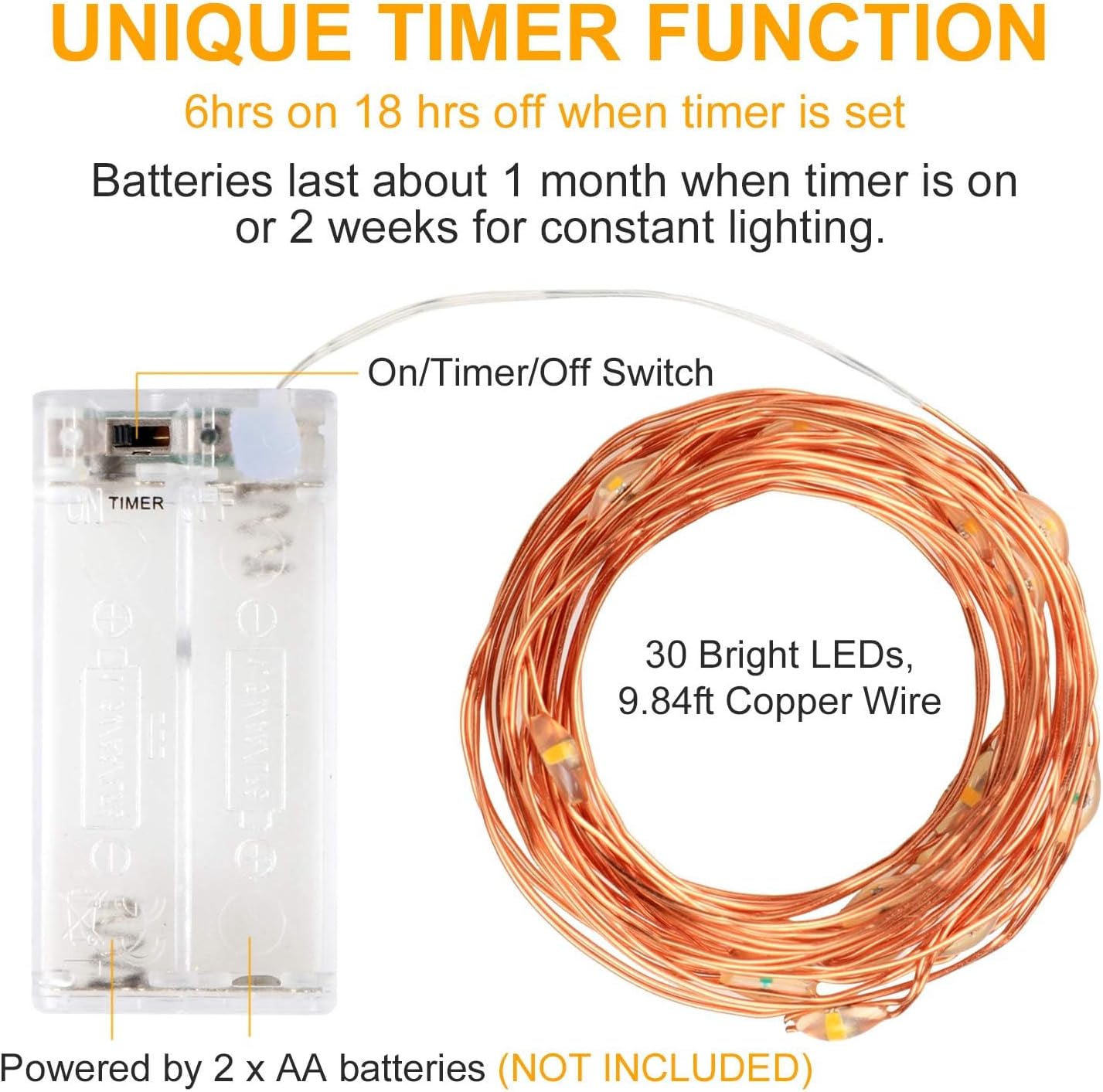 battery powered by 2 aa cells lasting ~1 month on timer mode