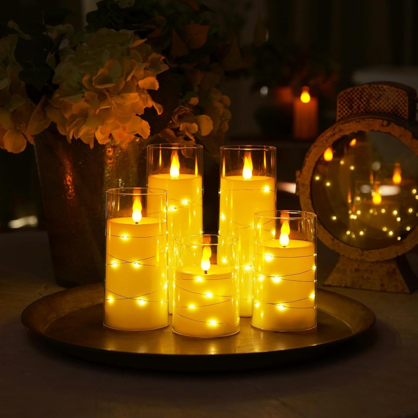 battery powered by 2 aa per candle (not included), rated 300+ hours with quality batteries