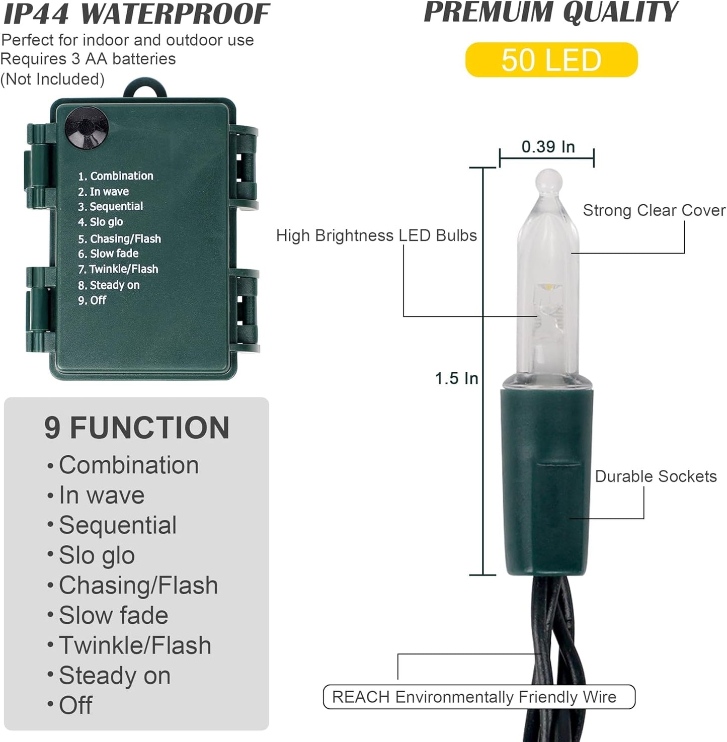 battery powered by 3 aa batteries (not included) at 3v