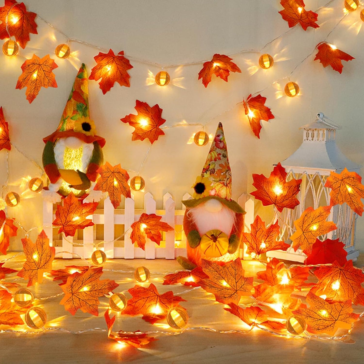 3 Pack Fall Garland with Pumpkin Lights – Thoughtful Birthday Gift for Mom Who Loves Fall Decorating and Pumpkin Aesthetic
