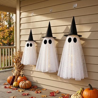 Halloween Ghost Decor Outdoor – Portable LED Ghost Set for Trees, Eaves and Open Air Setups