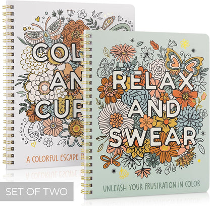 Beautiful Coloring Book Set of 2 – Travel-Friendly Coloring Companion for Hotel Nights and Business Trips, Lay-Flat Design