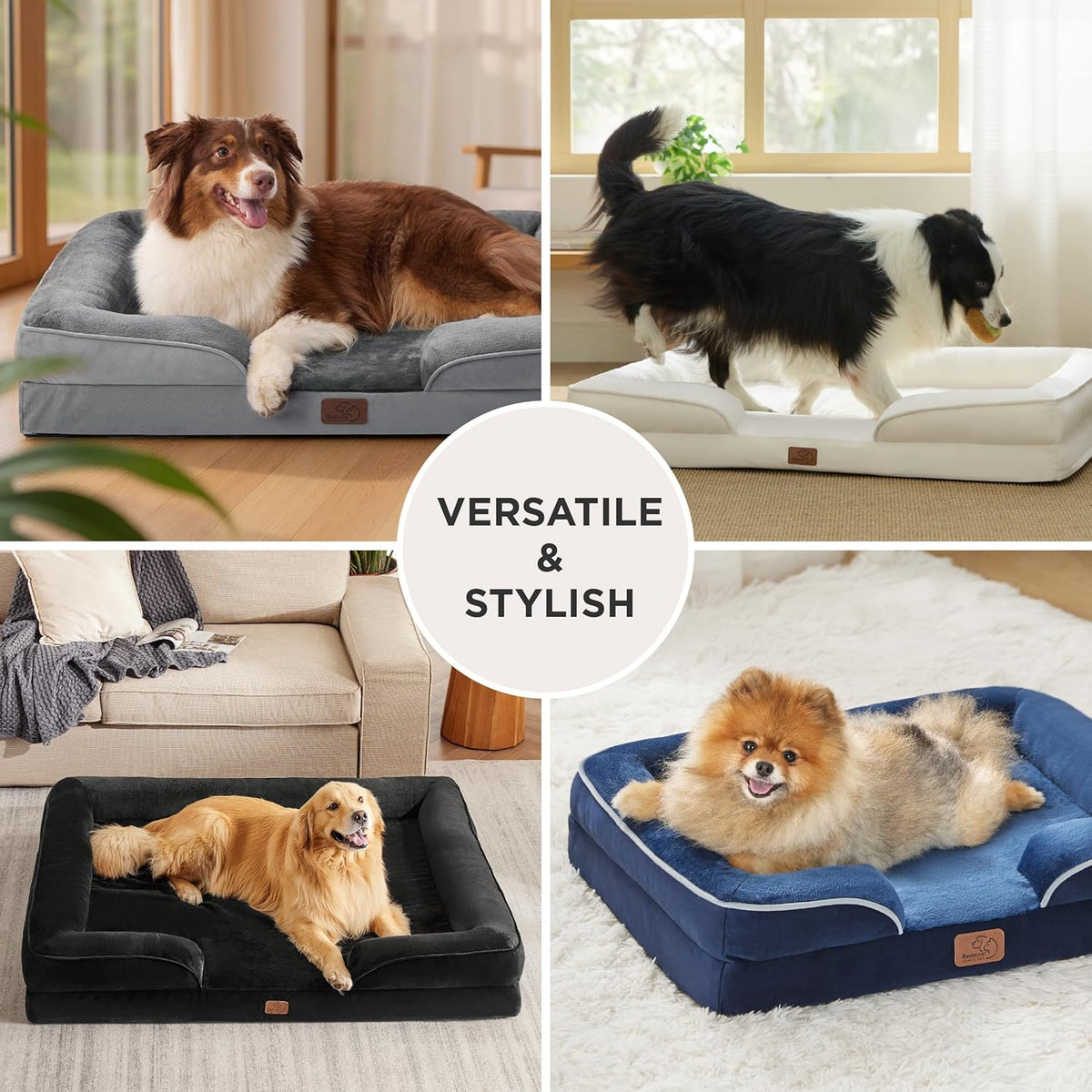 Bedsure Bolstered Dog Couch – Low-Entry Lounger Safe for Crawling Tots and Senior Pets