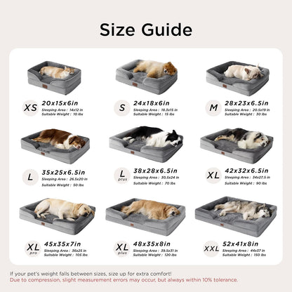 Bedsure Bolstered Dog Couch – Low-Entry Lounger Safe for Crawling Tots and Senior Pets