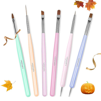 Beetles Nail Art Brush Set – Elegant Designer-Inspired Gel Manicure Tools, 6-Piece Liner Dotting and Builder Pens