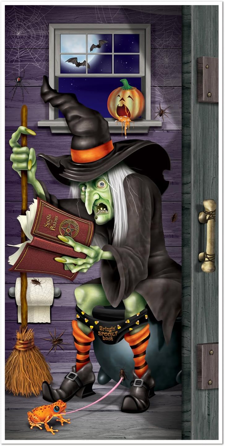 Beistle Skeleton Restroom Door Cover Party Accessory Unique Stocking Stuffer for Halloween Loving Family Member