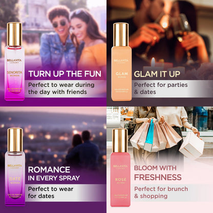 Bellavita EDP Quartet Box – Valentine's Day Gift for Wife, Date Night Ready Fragrance Variety