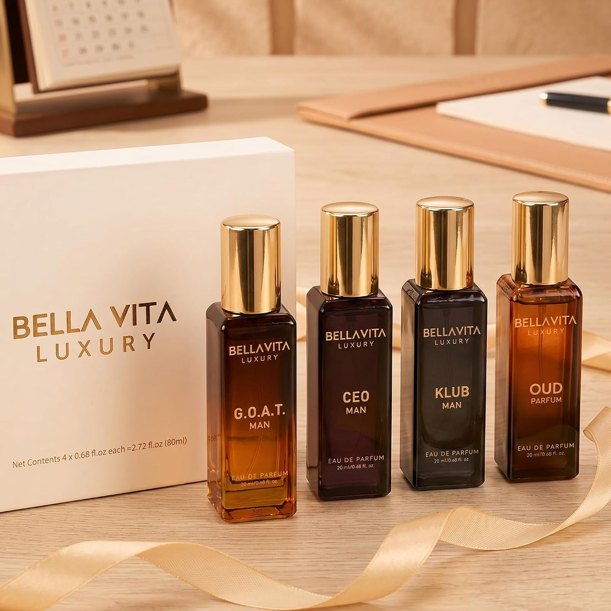BellaVita Essential Men's Cologne Collection – Four Intentional 20ml Sprays Replacing a Crowded Shelf of Half-Used Bottles