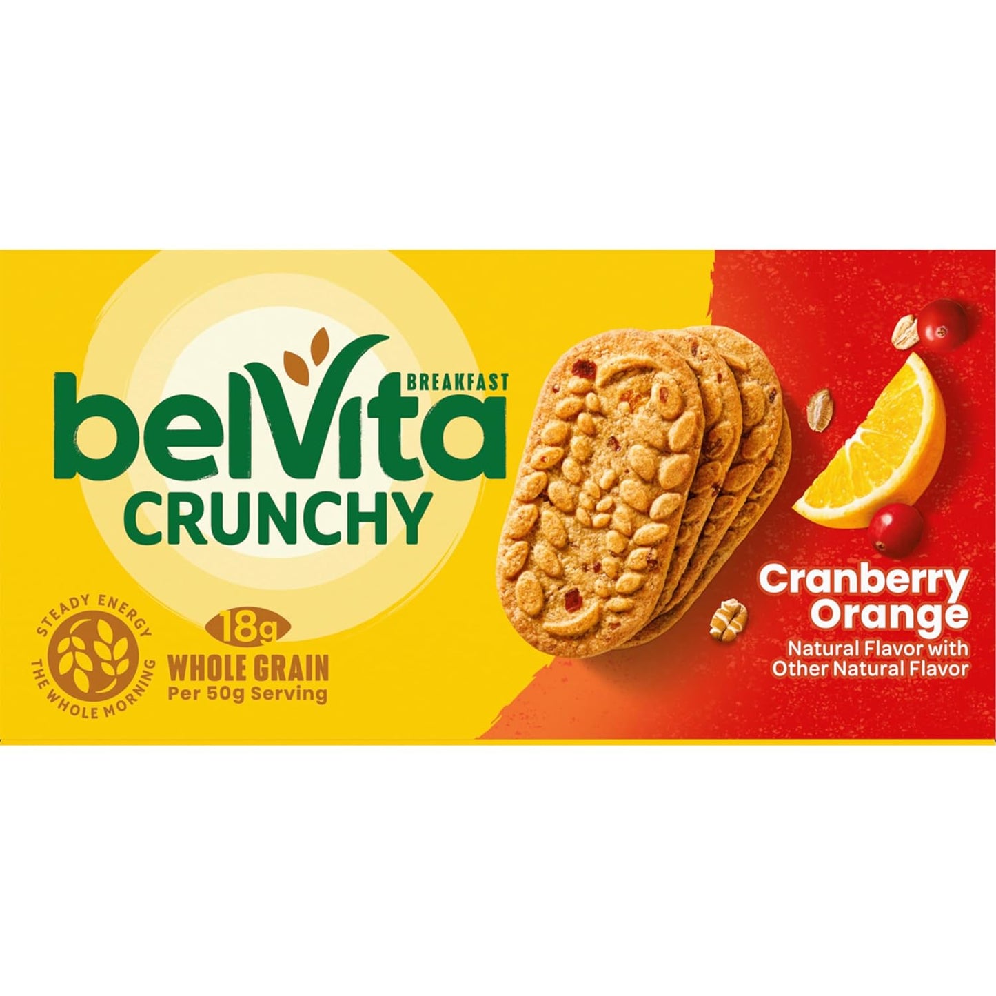 belVita Cranberry Orange Breakfast Biscuits – Family Breakfast Side for Busy School-Day Routines, 32 Total Biscuits
