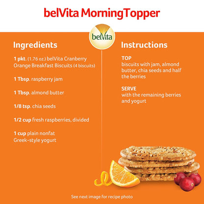 belVita Cranberry Orange Breakfast Biscuits – Family Breakfast Side for Busy School-Day Routines, 32 Total Biscuits