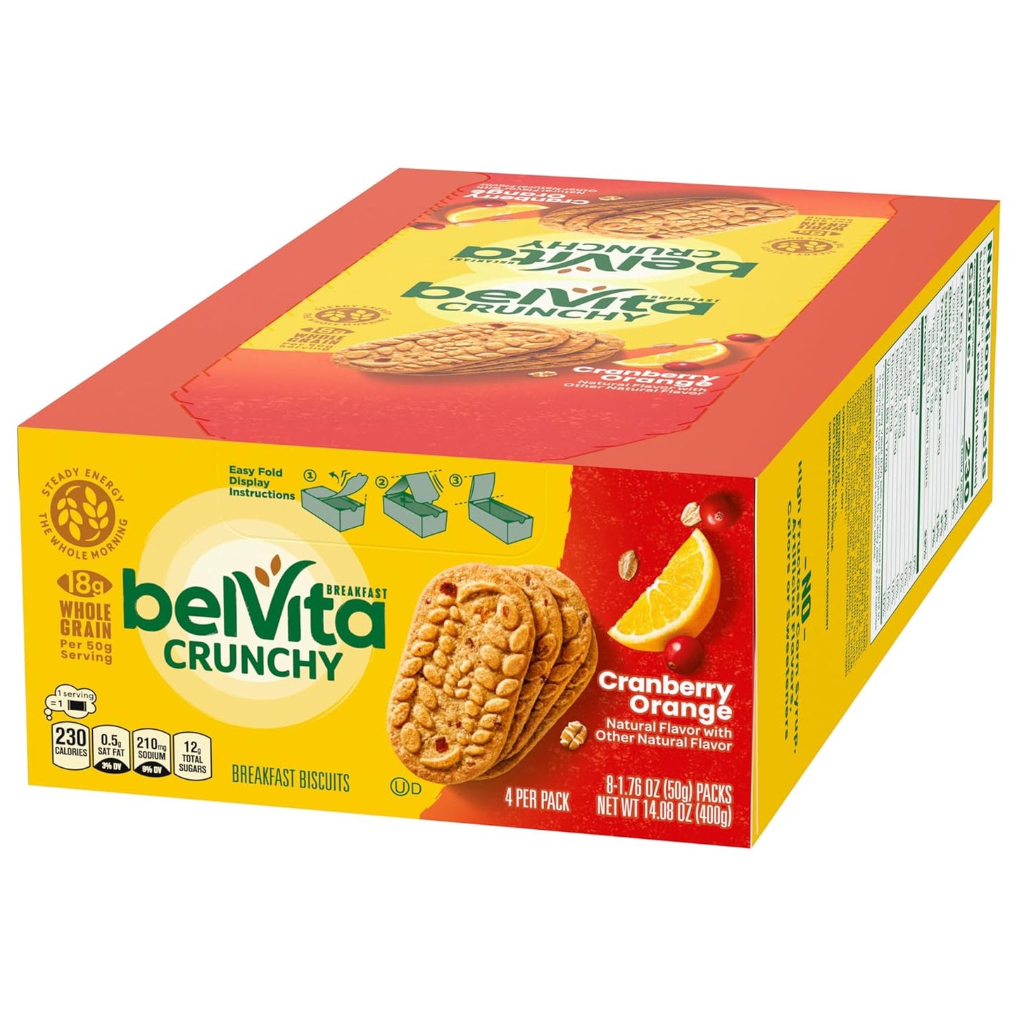 belVita Cranberry Orange Breakfast Biscuits – Family Breakfast Side for Busy School-Day Routines, 32 Total Biscuits