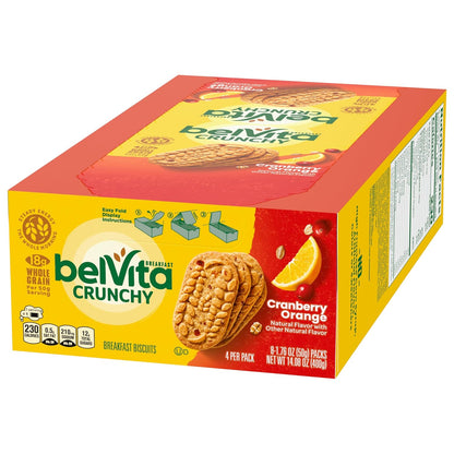 belVita Cranberry Orange Breakfast Biscuits – Family Breakfast Side for Busy School-Day Routines, 32 Total Biscuits