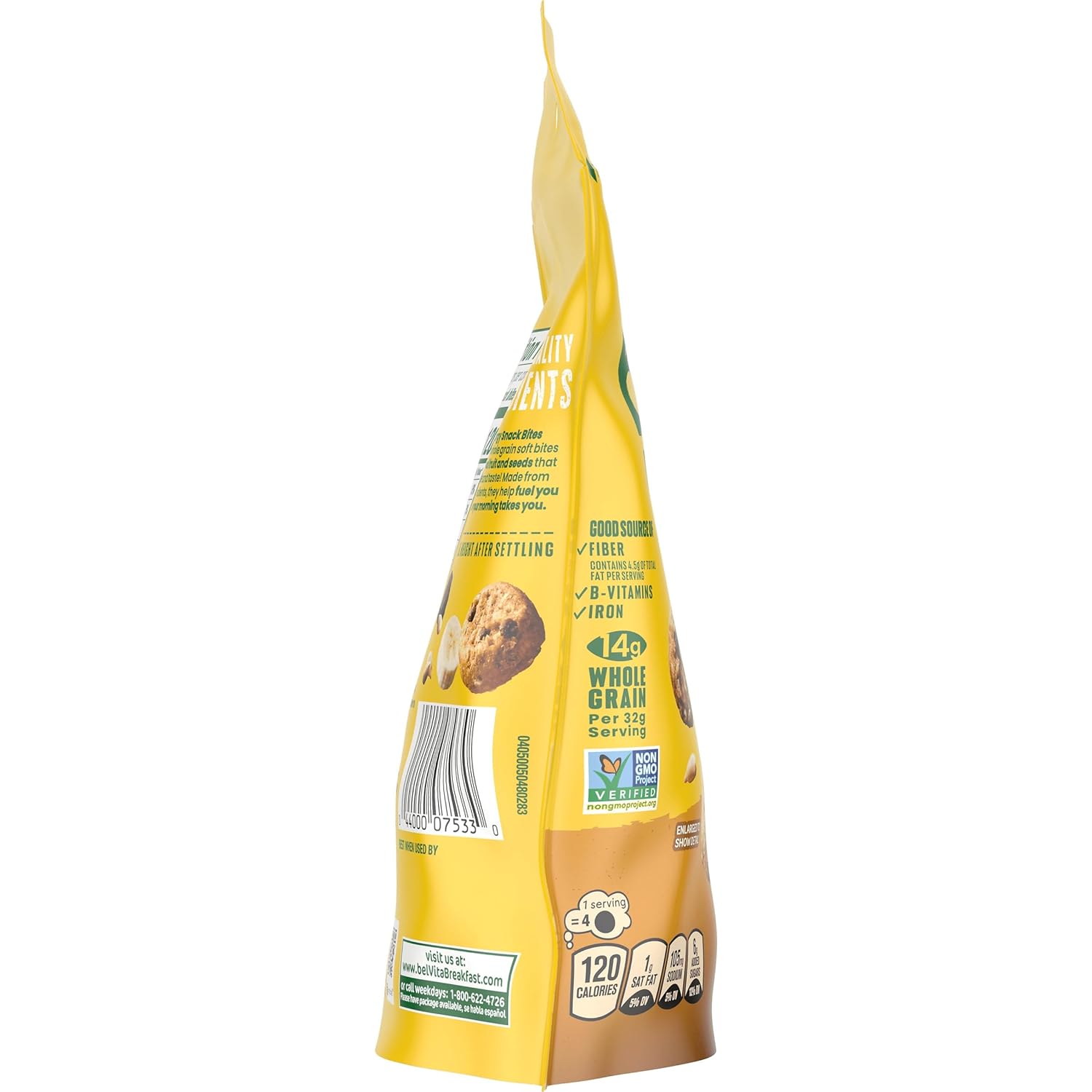 belVita Energy Snack Bites Banana and Coconut – Non-GMO Kosher Snack for Balanced Morning Energy, 5 oz Pouch