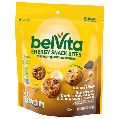 belVita Energy Snack Bites Banana and Coconut – Non-GMO Kosher Snack for Balanced Morning Energy, 5 oz Pouch