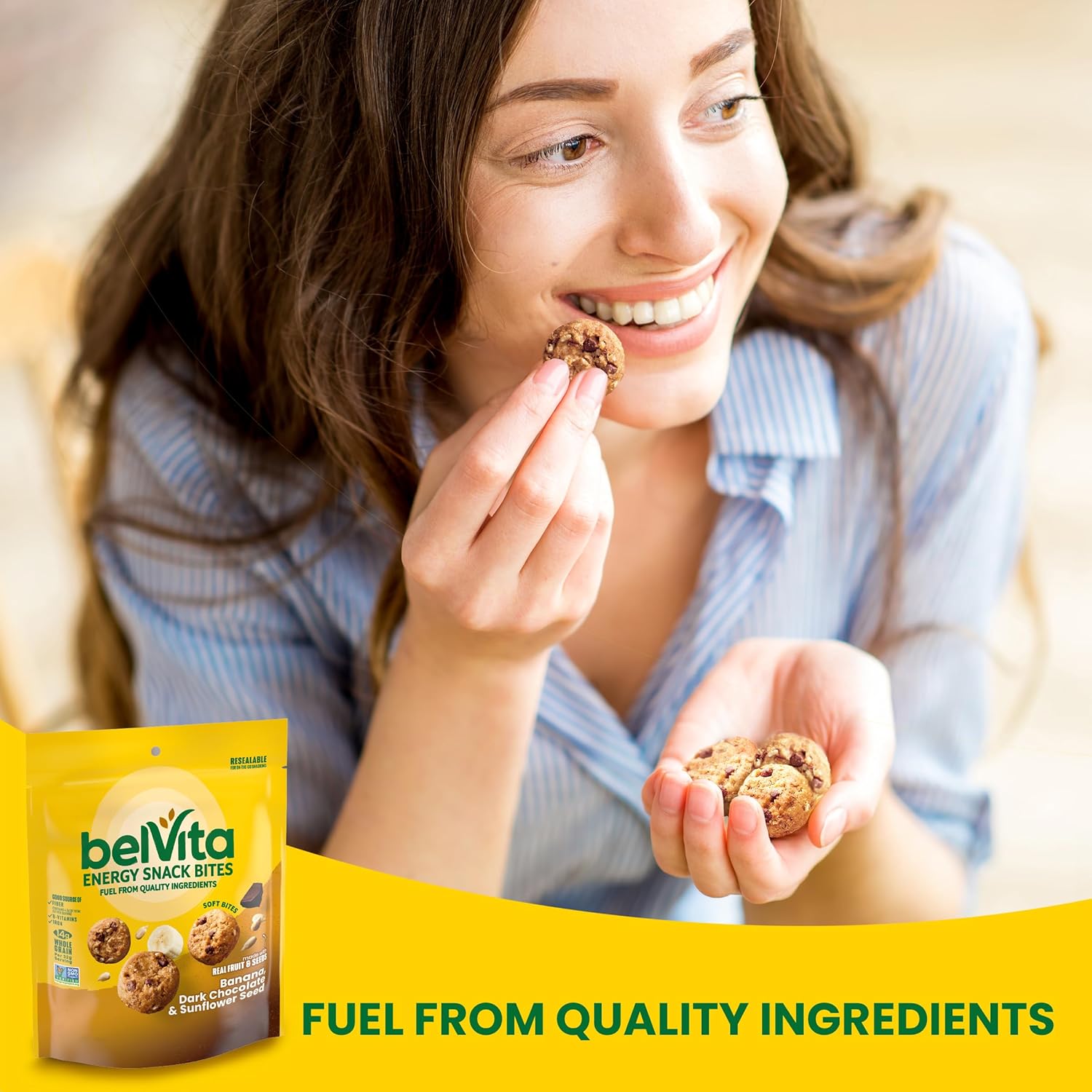 belVita Energy Snack Bites Banana and Coconut – Non-GMO Kosher Snack for Balanced Morning Energy, 5 oz Pouch