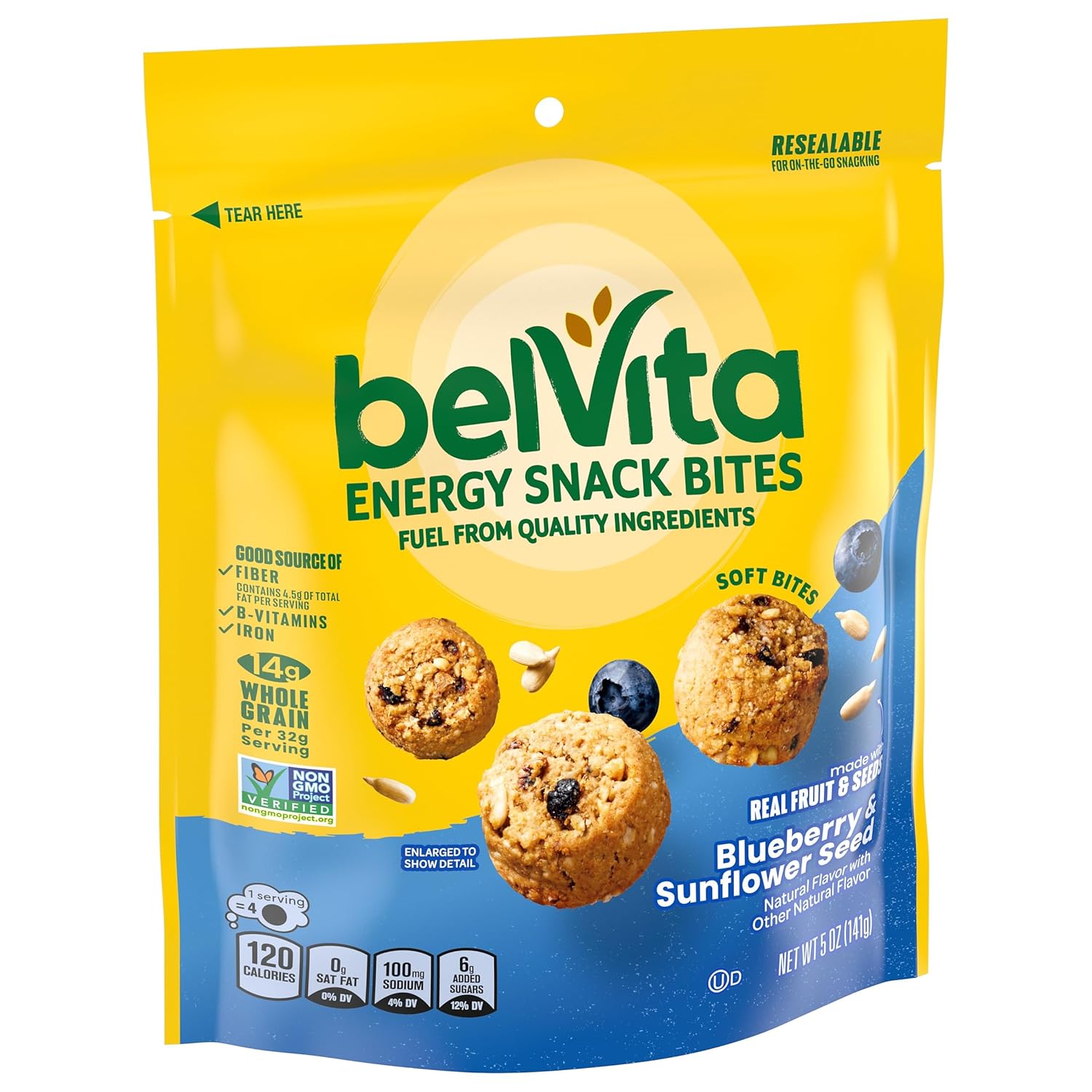 belVita Energy Snack Bites Blueberry Sunflower – Fiber and Iron Bite for Steady Afternoon Energy