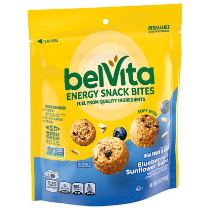 belVita Energy Snack Bites Blueberry Sunflower – Fiber and Iron Bite for Steady Afternoon Energy