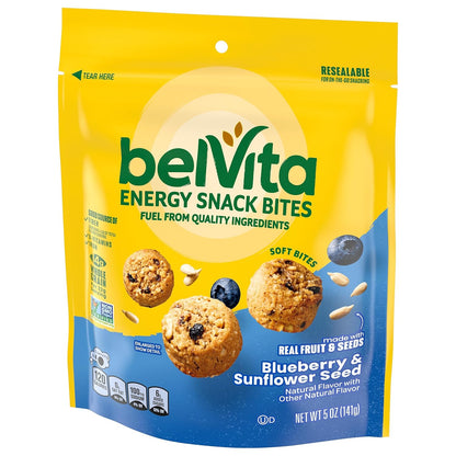 belVita Energy Snack Bites Blueberry Sunflower – Fiber and Iron Bite for Steady Afternoon Energy