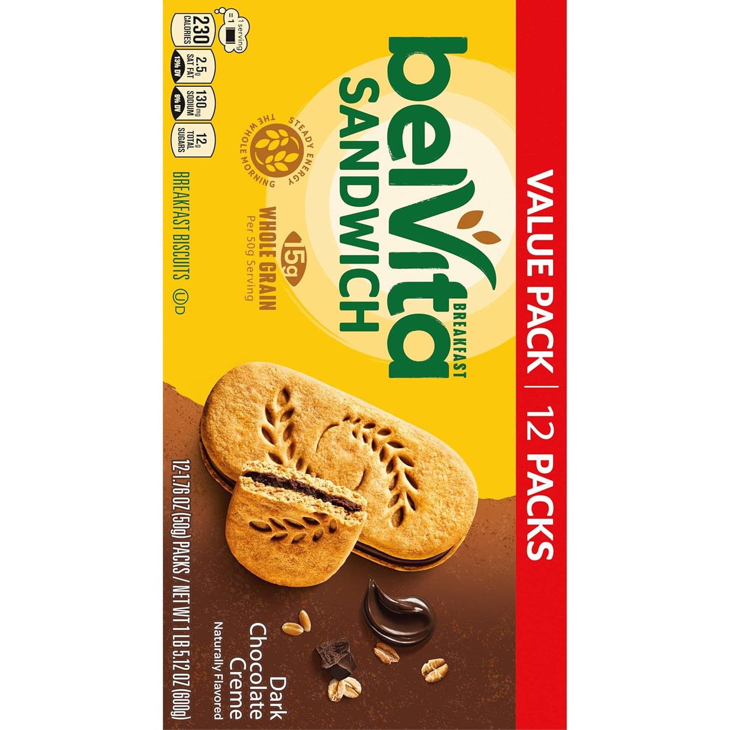 belVita Whole-Grain Breakfast Bars – Pantry Staple for Family Mornings and Lunch Boxes, 12-Pack