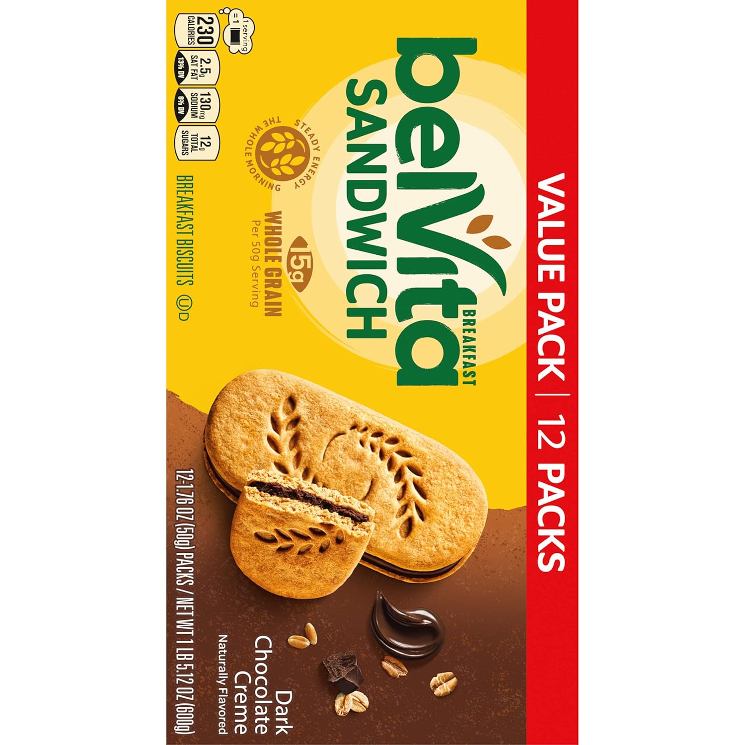 belVita Whole-Grain Breakfast Bars – Pantry Staple for Family Mornings and Lunch Boxes, 12-Pack