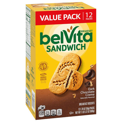 belVita Whole-Grain Breakfast Bars – Pantry Staple for Family Mornings and Lunch Boxes, 12-Pack
