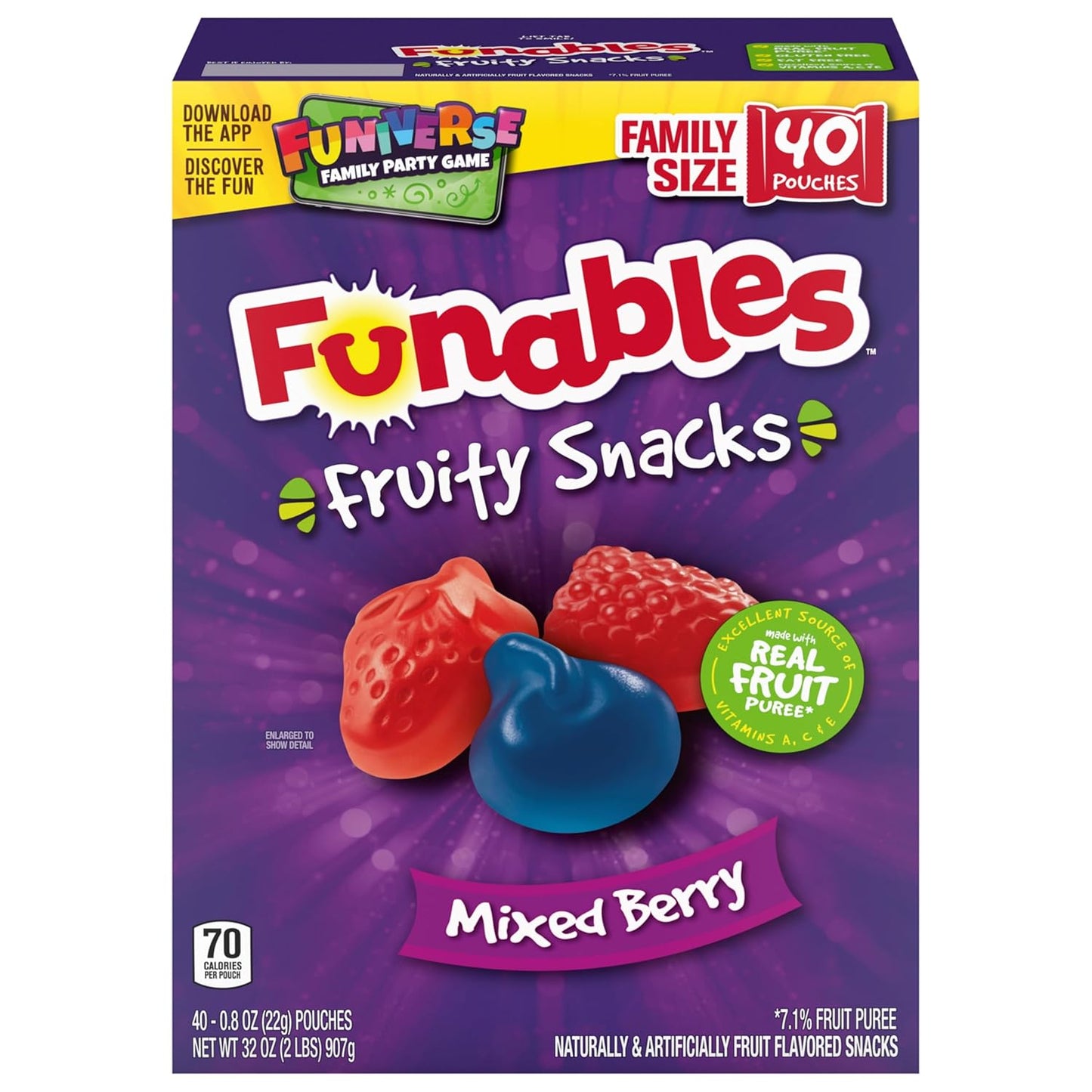 berry-shaped gummy designs (strawberry, blueberry, raspberry) matching the flavor inside