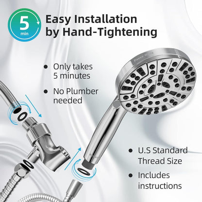 BESAQUO 9-Spray High Pressure Handheld Shower Head with Power Wash for Quick Morning Routine in First-Home Bathroom
