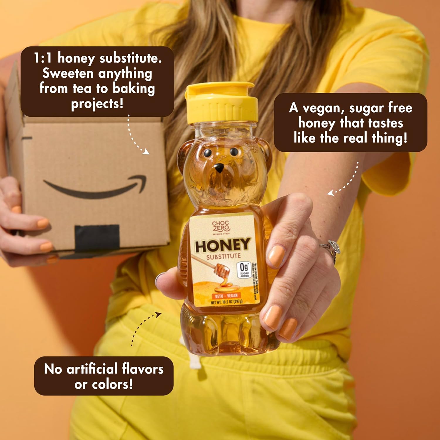 beta carotene and natural caramel color to replicate real honey's golden appearance