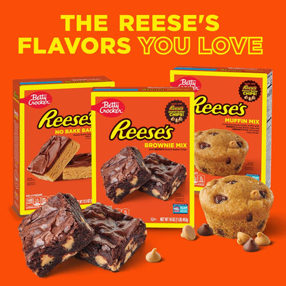 Betty Crocker REESE'S Peanut Butter No-Bake Bars – 20-Minute Office Dessert for Busy Workplace Schedules, 17.3 oz