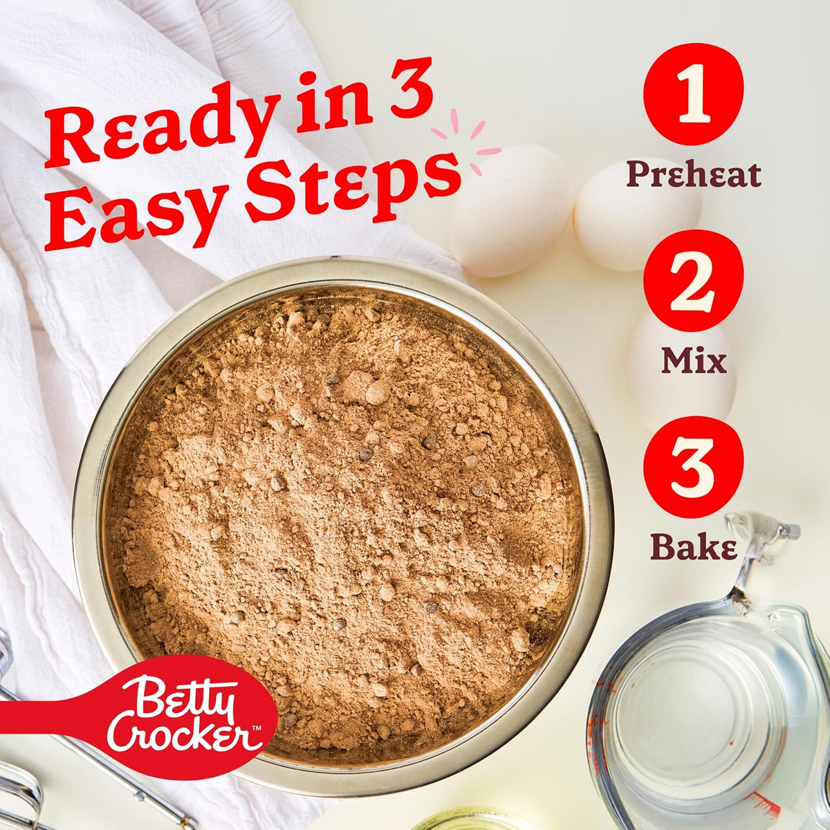 Betty Crocker Super Moist Triple Chocolate Fudge Cake Mix for Playdate Treats, Chocolatey Cupcakes and Cakes 13.25 oz