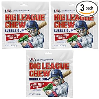 Big League Chew Cotton Candy Bubble Gum 3-Pack - Throwback MLB Watch Party Snack and Gift for Nostalgic Baseball Dads