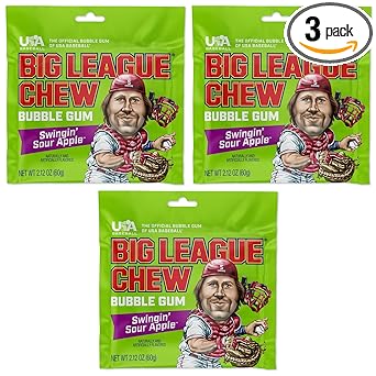 Big League Chew Cotton Candy Bubble Gum 3-Pack - Throwback MLB Watch Party Snack and Gift for Nostalgic Baseball Dads