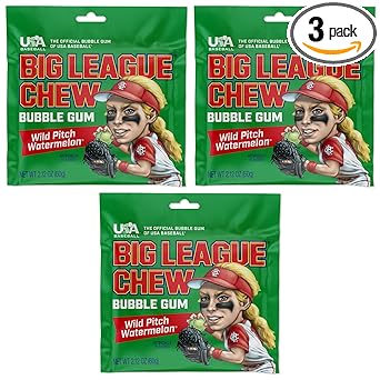 Big League Chew Cotton Candy Bubble Gum 3-Pack - Throwback MLB Watch Party Snack and Gift for Nostalgic Baseball Dads