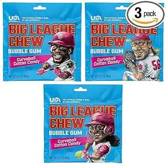 Big League Chew Cotton Candy Bubble Gum 3-Pack - Throwback MLB Watch Party Snack and Gift for Nostalgic Baseball Dads